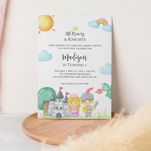 Kleine Ridder en Prinses Kasteel Kinderen Verjaard Kaart