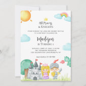 Kleine Ridder en Prinses Kasteel Kinderen Verjaard Kaart (Voorkant)