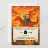 Kleine Ridder Rijden op een Rode Draak Verjaardag Kaart (Voorkant)