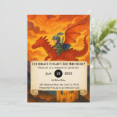 Kleine Ridder Rijden op een Rode Draak Verjaardag Kaart (Staand voorkant)