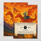 Kleine Ridder Rijden op een Rode Draak Verjaardag Kaart (Voorkant / Achterkant)