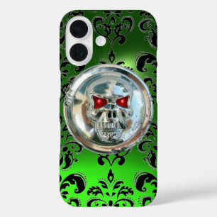 KLEINE RIDERS EMERALD GREEN BLACK DAMASK GEM iPhone 16 HOESJE