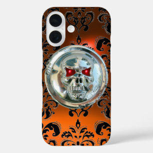 KLEINE RIDERS ORANJE ZWARTE DAMASK GEM Agate iPhone 16 Hoesje