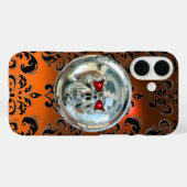 KLEINE RIDERS ORANJE ZWARTE DAMASK GEM Agate Case-Mate iPhone Case (Achterkant (horizontaal))
