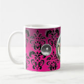 KLEINE RIDERS PINK FUCHSIA BLACK DAMASK KOFFIEMOK (Links)