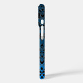 KLEINE RIDERS ZWARTE AQUA BLUE DAMASK GEM Sapphire Case-Mate iPhone Case (Achterkant / Links)