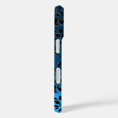 KLEINE RIDERS ZWARTE AQUA BLUE DAMASK GEM Sapphire Case-Mate iPhone Case (Achterkant / Rechts)