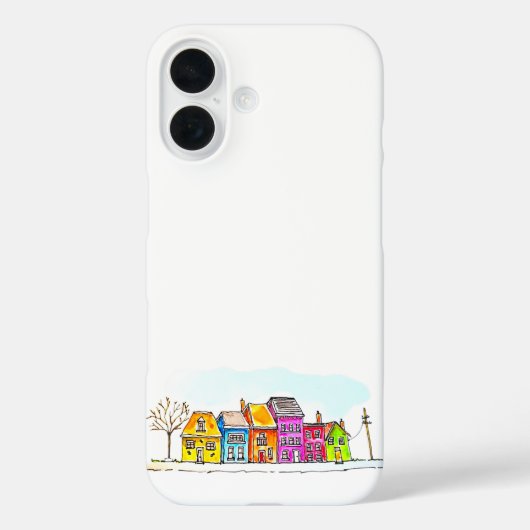 Kleine rij kleurrijke huizen Case-Mate iPhone case (Achterkant)