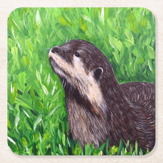 Kleine rivierotter Schilderij Kartonnen Onderzetters (Voorkant)