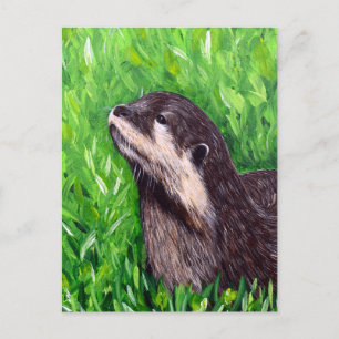 Kleine rivierotter-schildering briefkaart