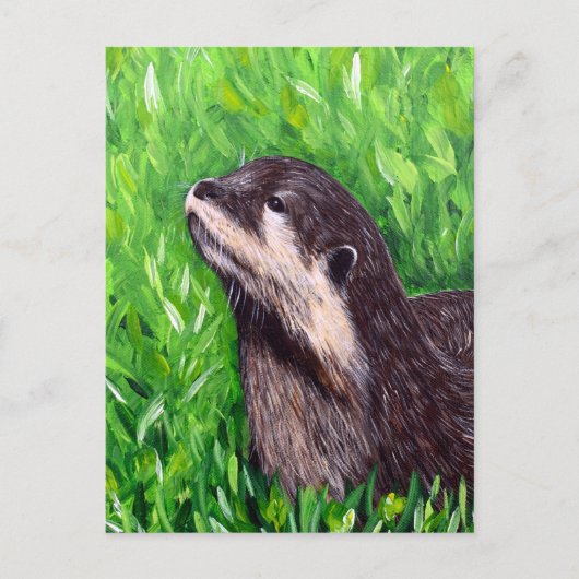Kleine rivierotter-schildering briefkaart (Voorkant)