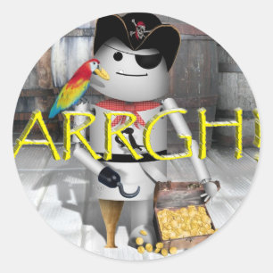 Kleine Robo-x9 voor Talk Like A Pirate Day AAARGH! Ronde Sticker