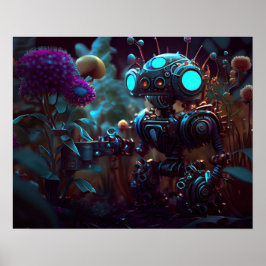 Kleine Robot in Tuin Poster
