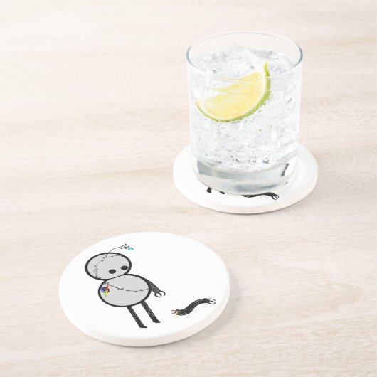 Kleine robot met gebroken arm zandsteen onderzetter (Zijkant)