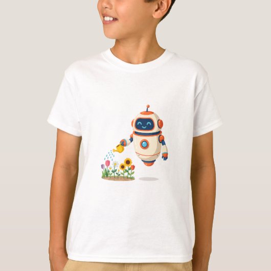 Kleine Robot Tuinman T-shirt (Voorkant)