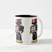 Kleine robot x3 tweekleurige koffiemok (Voorkant rechts)