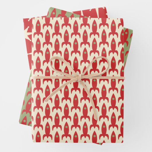 Kleine Rockets Retro Mideeuwse moderne ruimtetijd Inpakpapier Vel (In situ)