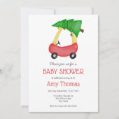 Kleine rode auto met kerstboom Baby shower Kaart (Voorkant)