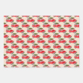 Kleine rode auto met kerstboom inpakpapier vel (Voorkant 2)