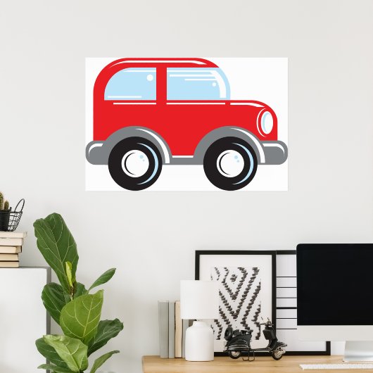 Kleine rode auto poster (Thuiskantoor)