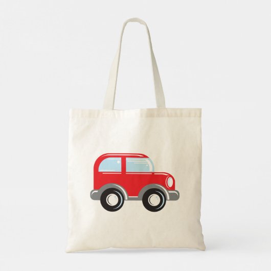 Kleine rode auto tote bag (Achterkant)