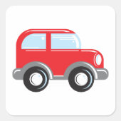 Kleine rode auto vierkante sticker (Voorkant)
