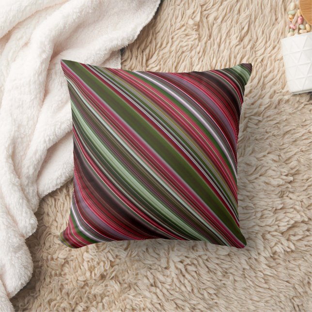 Kleine rode bessen rood en groene streep en plaid kussen (Deken)