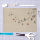 Kleine rode bloesems op een ader door Hokusai Tissuepapier (Craft)