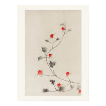 Kleine rode bloesems op een wijnstok door Katsushi