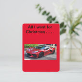 Kleine rode Corvette, Platte vakantie Kaart (Staand voorkant)