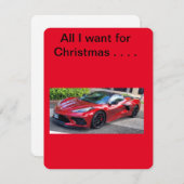 Kleine rode Corvette, Platte vakantie Kaart (Voorkant / Achterkant)