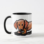 Kleine rode doxie Mok (Links)