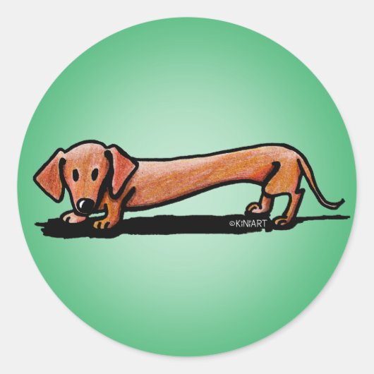 Kleine rode doxie-stickers ronde sticker (Voorkant)
