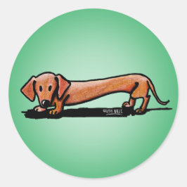 Kleine rode doxie-stickers ronde sticker