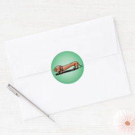 Kleine rode doxie-stickers ronde sticker