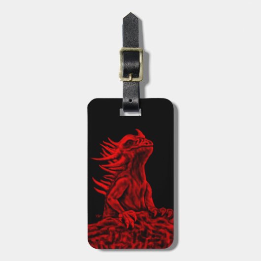 Kleine rode Draak Bagagelabel (Voorkant verticaal)