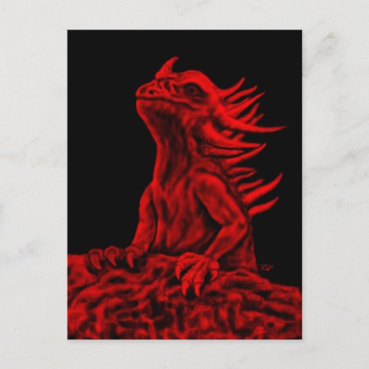 Kleine rode draak briefkaart (Voorkant)