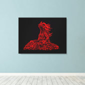 Kleine rode Draak Canvas Afdruk (Insitu (Houten vloer))