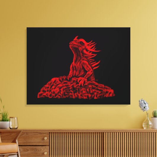 Kleine rode draak canvas afdruk (Insitu (Woonkamer))