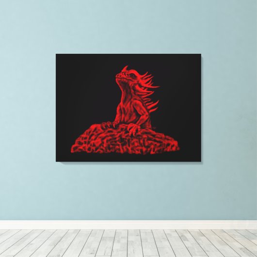 Kleine rode draak canvas afdruk (Insitu (Houten vloer))