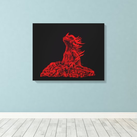 Kleine rode draak canvas afdruk (Insitu (Houten vloer))