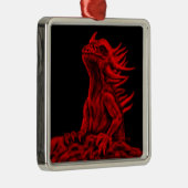 Kleine rode draak metalen ornament (Rechts)