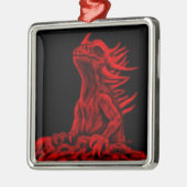 Kleine rode draak metalen ornament (Links)