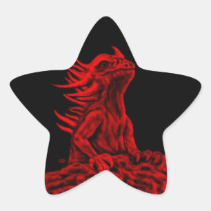 Kleine rode draak ster sticker
