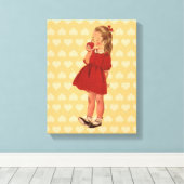 kleine rode dress Apple Canvas Afdruk (Insitu (Houten vloer))