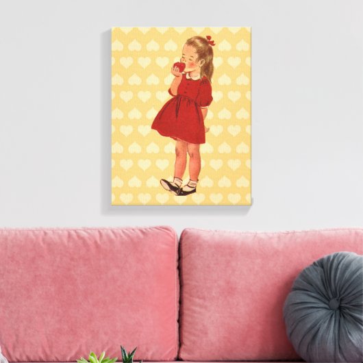  kleine rode dress Apple Canvas Afdruk (Insitu (Woonkamer))