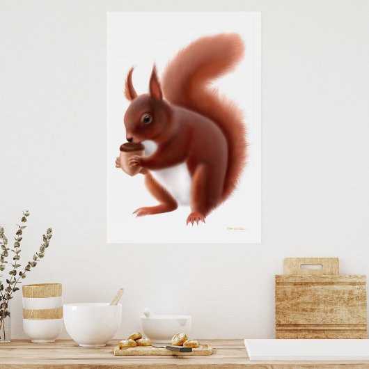 Kleine rode eekhoorn afdrukken poster (Keuken)