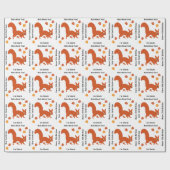 Kleine rode eekhoorn met orenen op zaterdag cadeaupapier (Vlak)