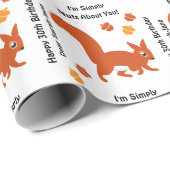 Kleine rode eekhoorn met orenen op zaterdag cadeaupapier (Rol Hoek)