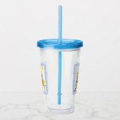 Kleine rode en blauwe vogel op Branch Flowers Acryl Drinkbeker (Rechts)